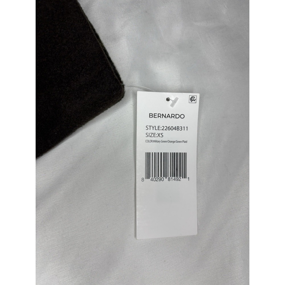 Women's Bernardo‎ Plaid Trench Coat Wool Blend Wrap Women's XS Green & Brown NWT - Picture 4 of 11